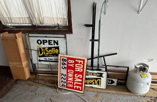 G- Metal Real Estate Signs and Propane Tank
