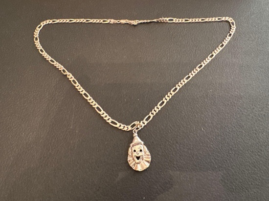 K- Silver Clown Charm Necklace