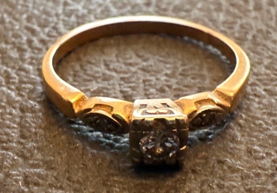 K- 14K Gold Ring With Center Stone