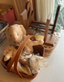 LR- Longaberger Basket, Doll, Book Ends, and Chair Pads