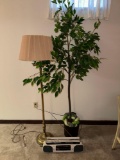 B- Radio, Lamp, and Faux Tree
