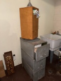 B- (3) Drawer Filing Cabinet and Pegboard Caddy