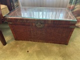 B1- Wicker Storage Chest With Glass Top