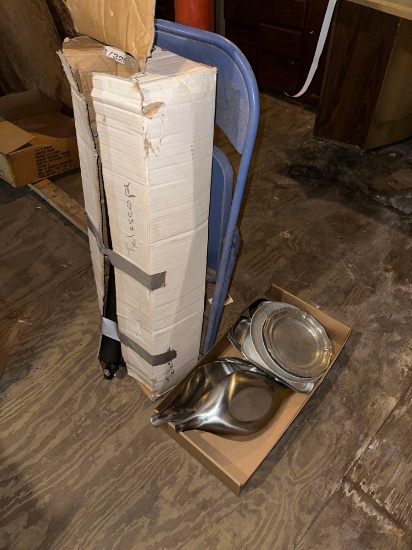 B- Telescope, Folding Chair and Serving Platters