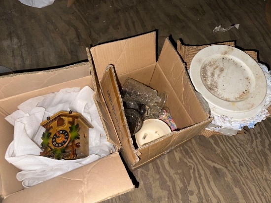 B- Dinnerware, Glasses and Cuckoo Clock