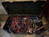 HG- Plastic Bin of Assorted Cables and Cords