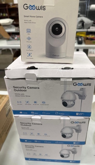 (3) Goowis Outdoor Security Cameras and (1) Smart Home Camera