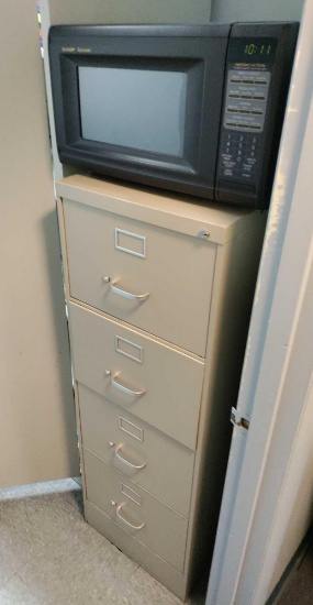 O- 4 Drawer Filing Cabinet and Sharp Carousel Microwave