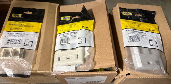(2) Boxes of Hubbell I-Station Plates and (1) Box of Infin-E-Stations