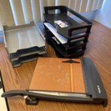 O- Paper Cutter and (2) Filing Trays