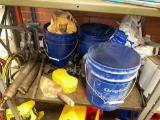 Buckets, Grease Guns, (2) Come Alongs, and Jumper Cables