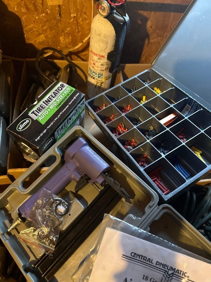 G- Central Pneumatic Brad Nailer, Electrical Connecters, Tire Inflator