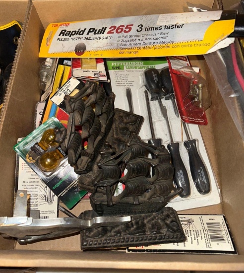 G- Lot of Spark Plugs, Tools, Bookends, and Mustang Horse