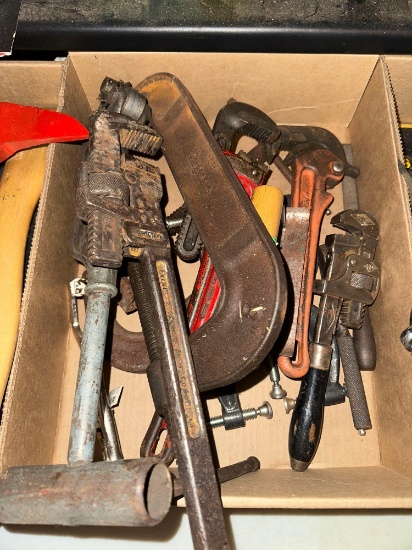 G- Box of Assorted Clamps and Pipe Wrenches
