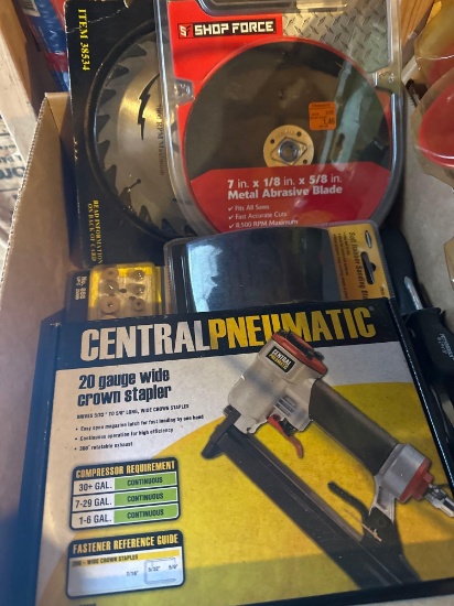 G- Crown Stapler, Sanding Block, and (2) Saw Blades