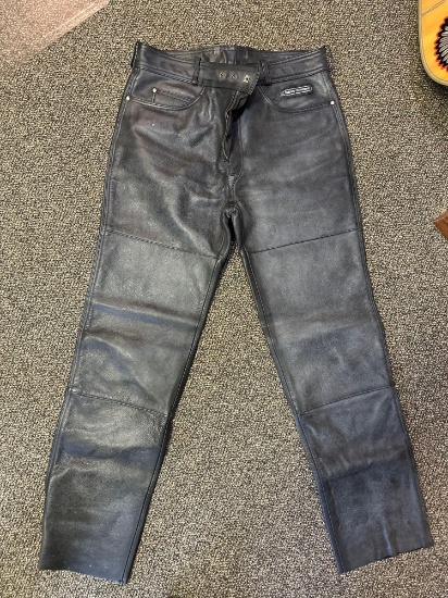 Genuine Harley Davidson Heavy Leather Pants Size 36 Inseam 31 1/2