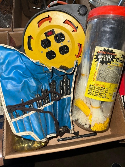 G- Cord Extension Reel, Cable Ties, and Drill Bits