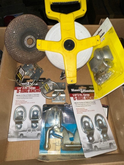 G- Box of Tape Measure, Grinding Wheel, Cylinder, and Lock Set