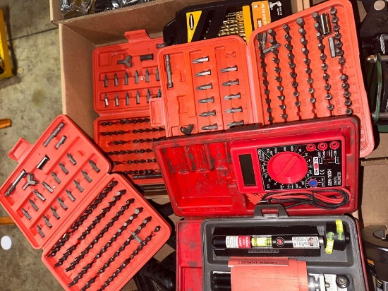 G- (3) Bit Sets, Torpedo Boy Laser, and Multi- Meter, and Steel Bit Set