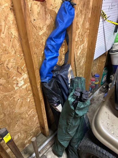 G- (4) Bag Chairs and Tripod Stool