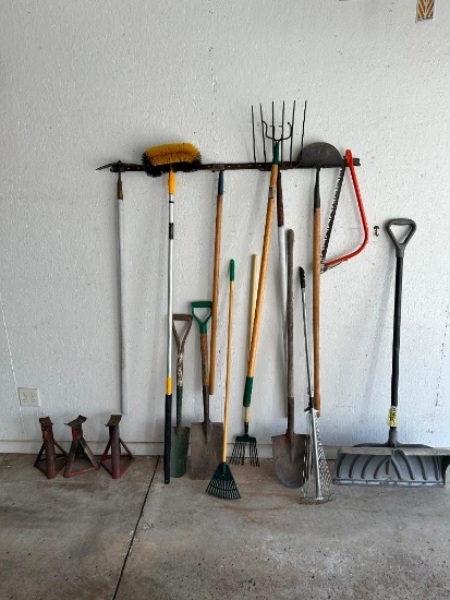 Lot Of Yard Tools and Vehicle Stands