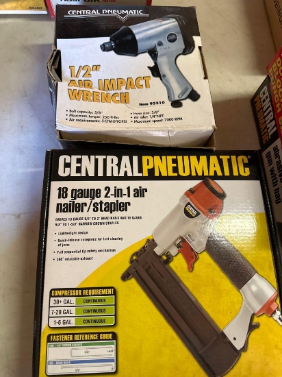 G- Central Pneumatic 1/2" Air Impact Wrench and 18 Gauge 2 in 1 Air Nailer