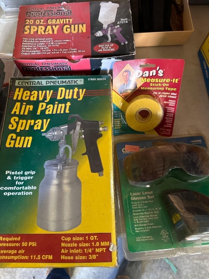 G- Heavy Duty Air Paint Spray Gun, Gravity Sprayer, Safety Glasses, and Tape Measure