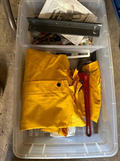 G- Pipe Wrench, Rain Coat, and Other Items