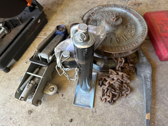 G- AC Delco Floor Jack, Hoist, Trailer Jack, and Pick Axe Head