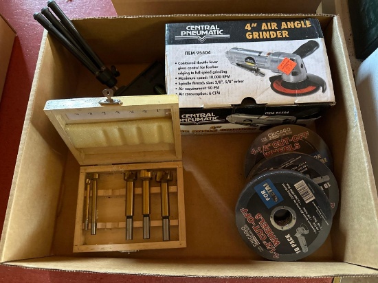 G- Air Angle Grinder, Forstner Bit Set, Level, and Cut Off Wheels