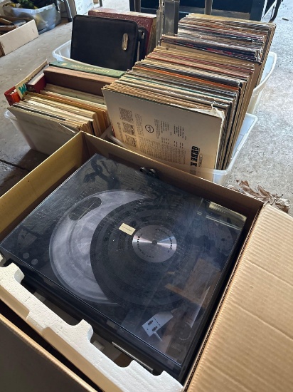 G- Record Player, Records, and Books