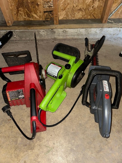 G- (2) Electric Chain Saws and (1) Electric Trimmer