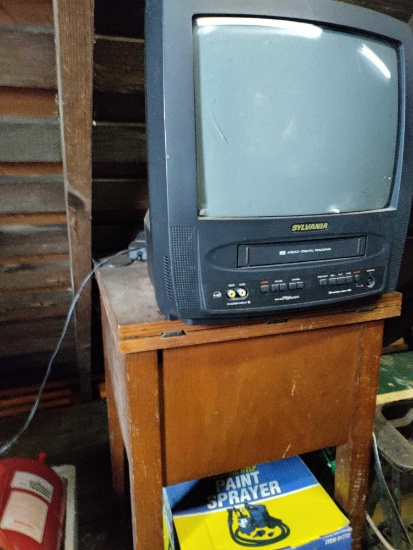 G1A- Small TV and Sewing Table With Sewing Machine