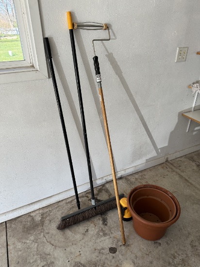 Broom, Printing Poles, Pots, and Flashlight