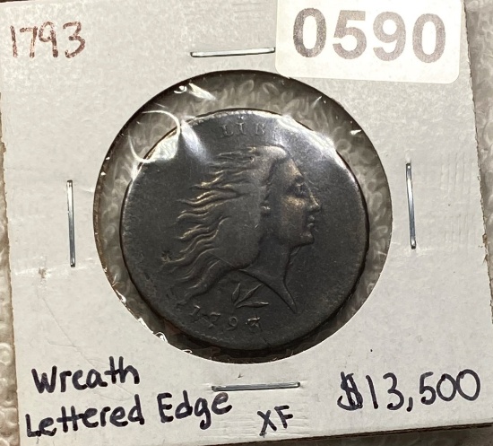 1793 Wreath Cent, Lettered Edge NEARLY BU