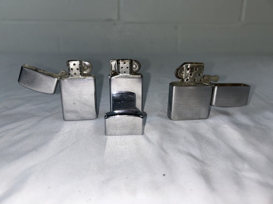 2 vintage zippos & vintage Blue Shield lighters
