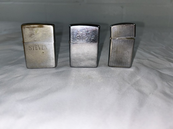 3 vintage zippo lighters