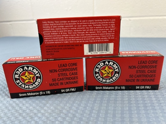 150 rounds of Red Army Standard 9 mm Makarov ammo