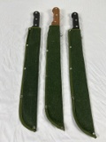 3 Rhino Farm machetes with cases