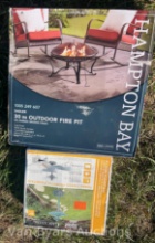 Hampton Bay 30" Outdoor Fire Pit and Three Tiered Pedestal Fountain