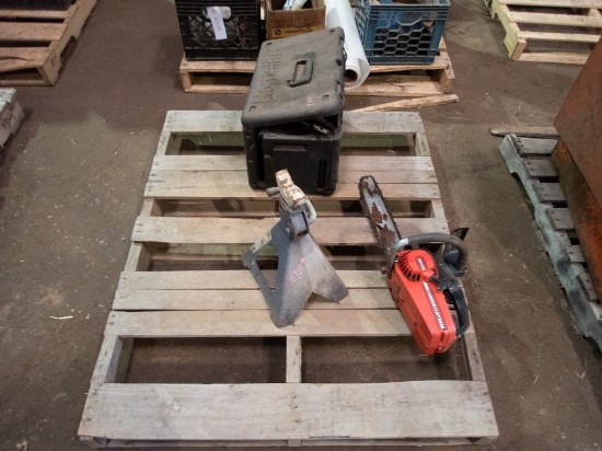 Lot w/Jake Stand and (2) Chain Saws