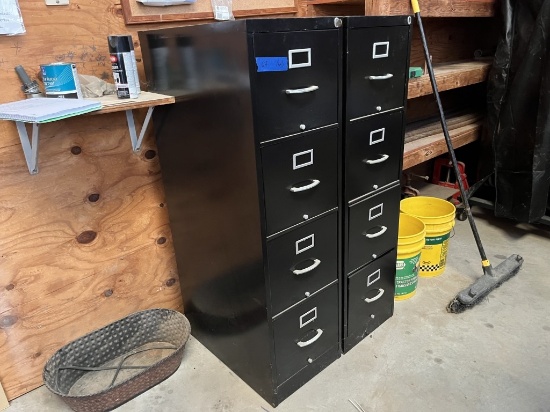 2pc Black 4 Drawer Filing Cabinets