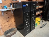 2pc Black 4 Drawer Filing Cabinets