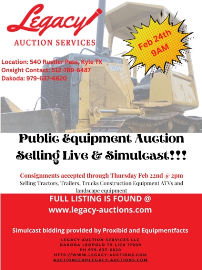 February 2024 Live Onsite Equipment Auction