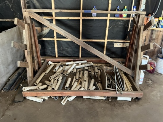 82 1/2" x 37 1/2" x 52" Wooden Rack w/ Contents