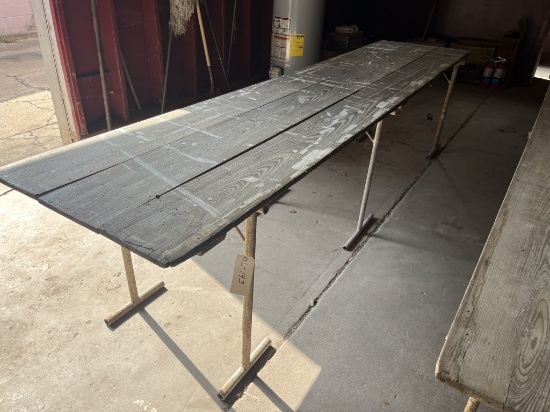Wooden Table Top w/ 3 Saw Horses