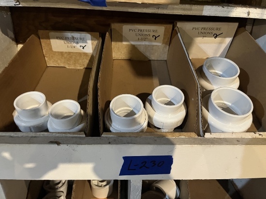 Qty of 1 1/4", 1 1/2", & 2" PVC Pressure Unions