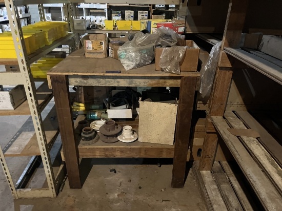 Wooden Table w/ Contents