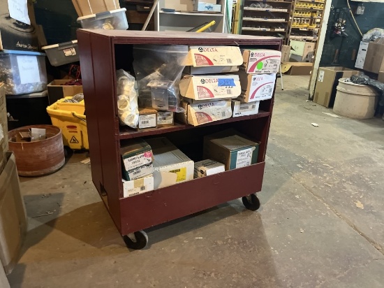 34 1/2" x 22 1/2" x 40 1/2" Wooden Rolling Shelf