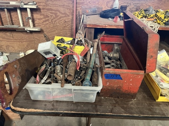 Metal Toolbox & Box of Tools